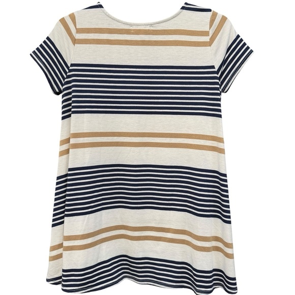 Puella Striped Swing Tunic Top Women’s XS Short Sleeve Navy Tan - Picture 3 of 6